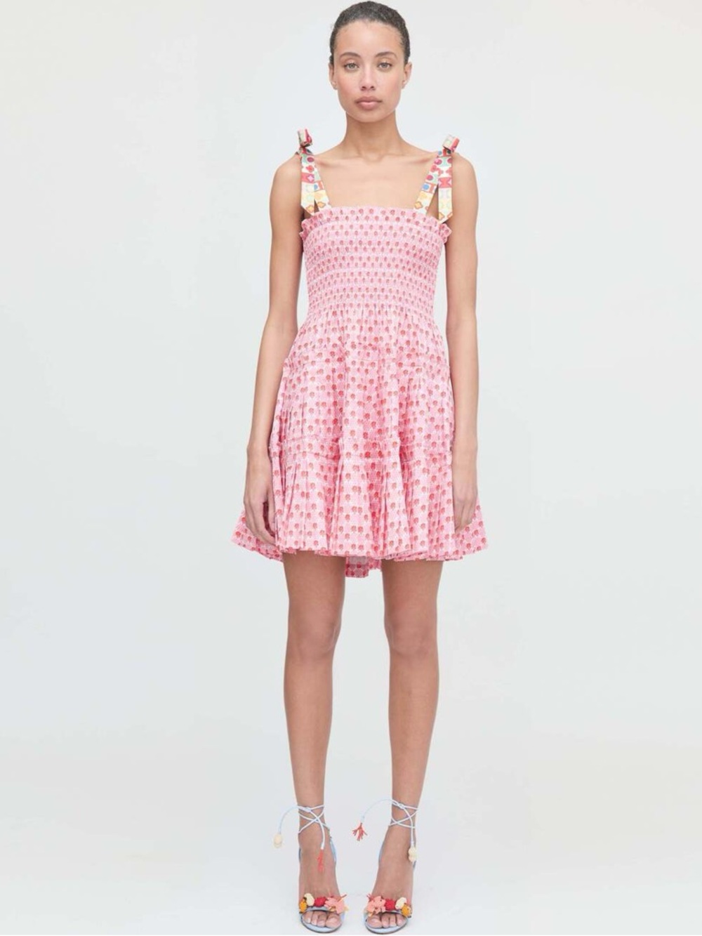Hill House The Ribbon Charlotte Nap Dress - Pink Cala Check - Size S